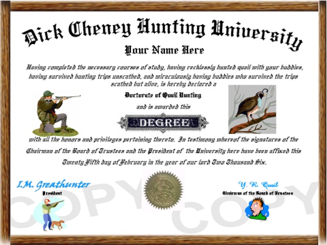 dick cheney hunting. Item # 00590 - Dick Cheney