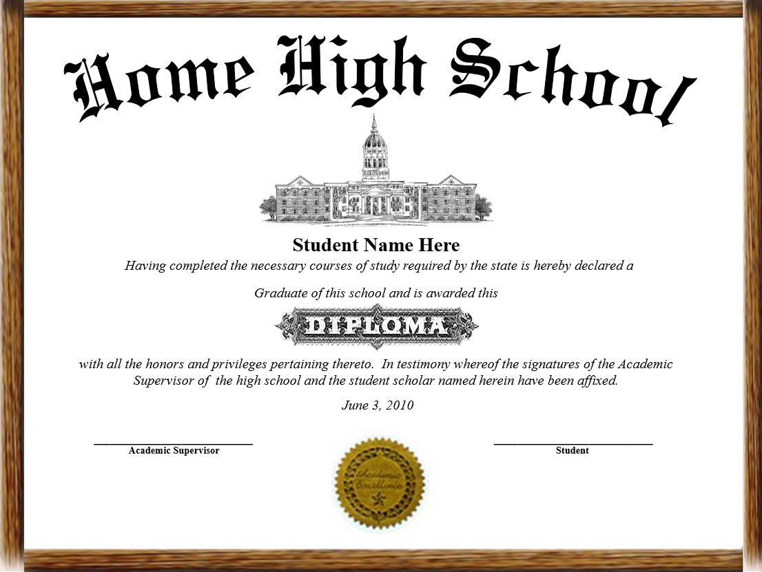 Homeschool High School Diploma Template